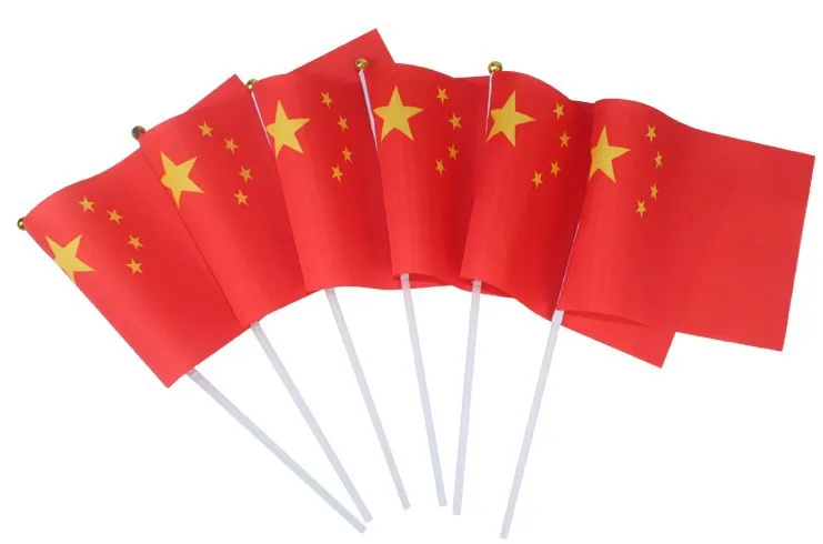 

5Pcs 21*14cm CHINA National flag CHINESE flags hand waving flags With Plastic Flagpoles For Sports home Decor