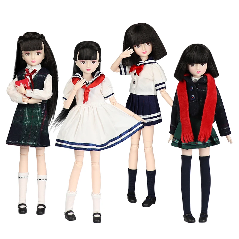 

Fortune Days 1/6 bjd Xiaojing doll Four Campus student uniforms 18 joint body with makeup 25CM High Quality Blyth dolls toys