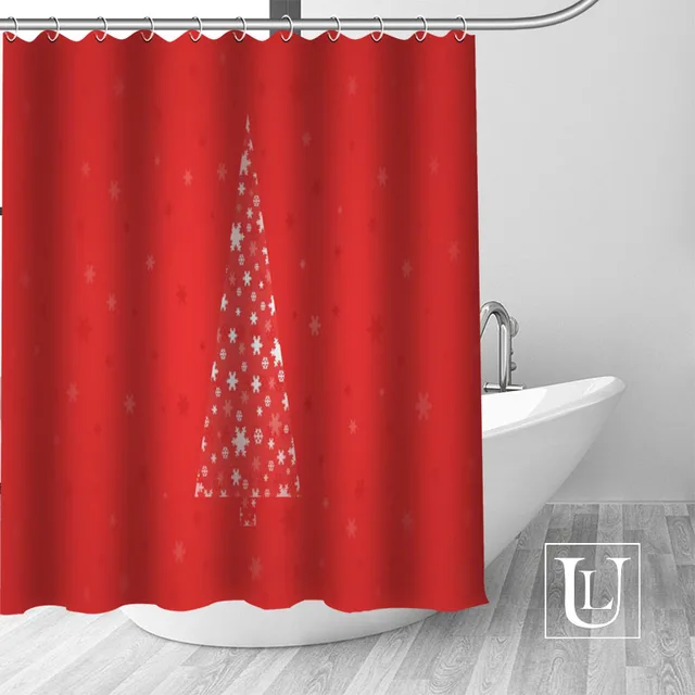 Best Nice Custom merry Christmas tree Shower Curtain Personalized pattern Bath Curtain