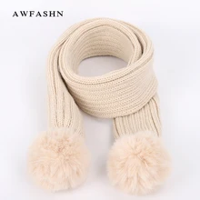 Новинка года; модный однотонный вязаный шарф с помпонами для детей; сезон осень-зима; хлопковые шарфы для мальчиков и девочек; шерстяной платок-бандана для малышей