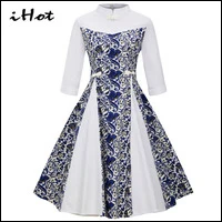 IHOT-Autumn-Spring-Women-3-4-Sleeve-Mandarin-Collar-Chinese-Style-Print-robe-vintage-retro-pin