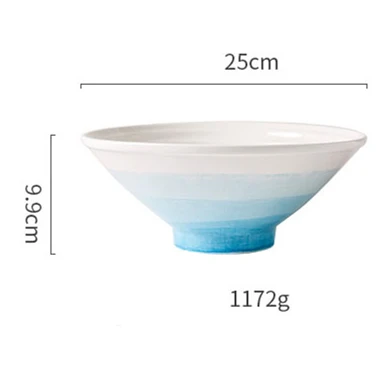 ANTOWALL Бытовая рамен Большая керамическая миска для супа посуда горная речная чаша мгновенная лапша салатник shanhe - Цвет: 10.5inch Blue
