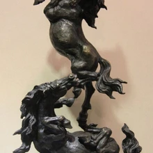 USPS в США S0622 Western Art Deco Бронза Медь и Мраморный Искусства Две Лошади Пони Скульптура Статуя