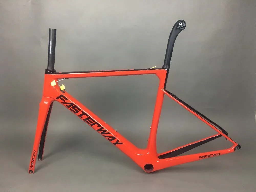 Cheap light blue 2018 TAIWAN FASTERWAY classic carbon road frameset UD weaves carbon bike frame:Frameset+Seatpost+Fork+Clamp+Headset 133