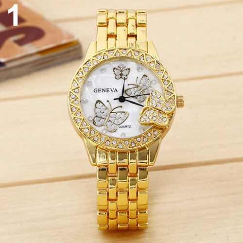 2017 New Women Geneva Butterfly Rhinestone Inlaid Alloy Quartz Elegant Ladies Watchin Women's