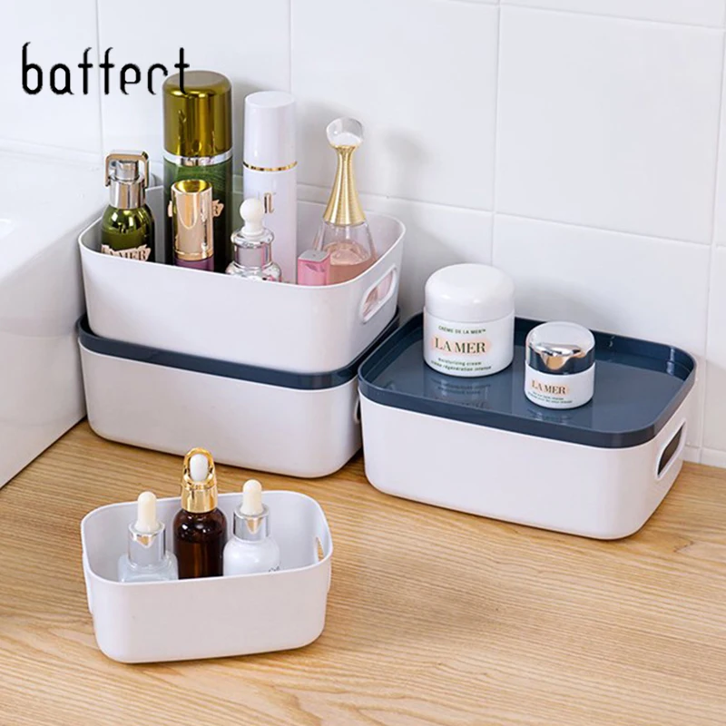 

Plastic Cosmetic Boxes Makeup Organizer Sundries Case with Cover Dust-proof Multifunctional Storage Boxes Bathroom Organizer