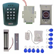 Door Bell Button+180kg Magnetic Lock 125KHz RFID ID Card Reader Password Keypad Access Control System Security Kit