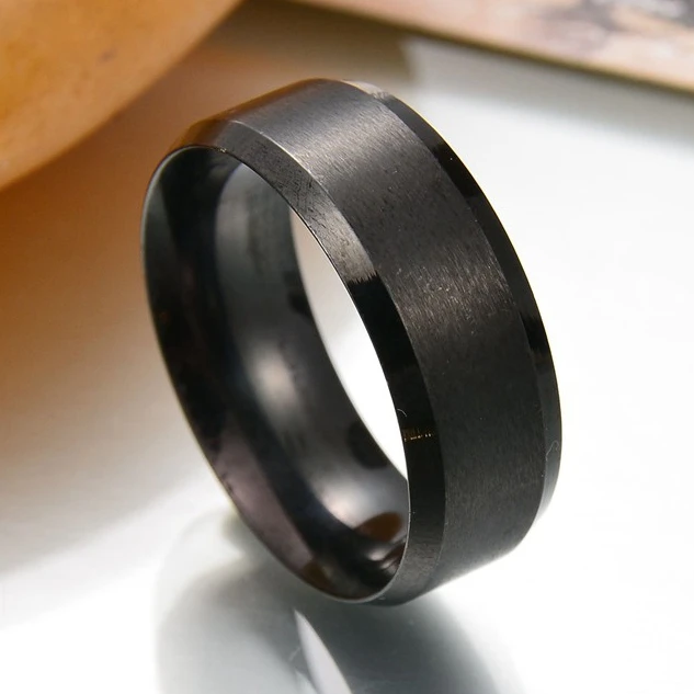 Качественное мужское титановое черное кольцо с фабрики