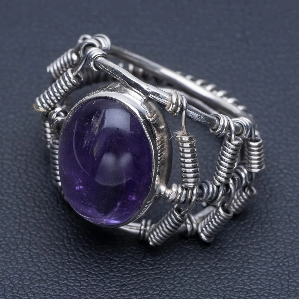 

Natural Amethyst Unique Design 925 Sterling Silver Ring US Size 7 P1335