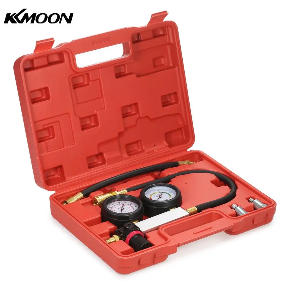 

Auto Cylinder Leak Tester Compression Leakage Detector Kit Set Petrol Engine Gauge Tool Kit Double Gauge System with Case