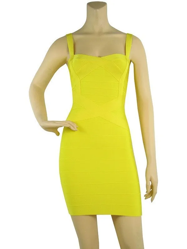 Высококачественная Женская Сексуальная мини-повязка, 12 цветов,, дизайнерское, вискозный, обтягивающий Бандажное платье - Цвет: Цвет: желтый