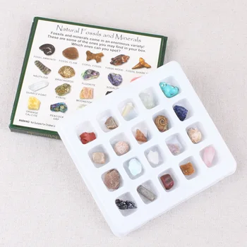 

20 Kinds Mini Natural Crystal Ore Specimen Mineral Rock Geography Teaching Materials Mineral Specimen Gift for Kids Education