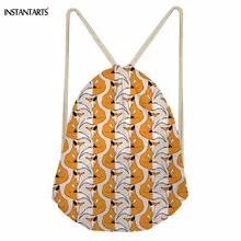 INSTANTARTS студенческие большие мешки с кулиской милые 3D Животные лиса печати мальчики девочки рюкзак с мягкой спинкой многофункциональные детские сумки