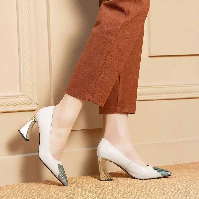 ALLBITEFO genuine leather women high heels pointed toe mixed colors fashion sexy high heel shoes girls party heel women shoes ALLBITEFO genuine leather women high heels pointed toe mixed colors fashion sexy high heel shoes girls party heel women shoes