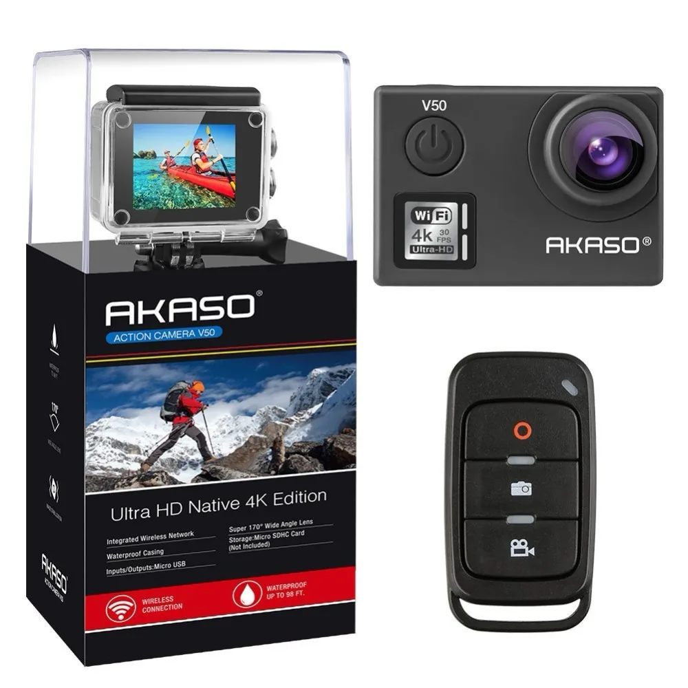 Gopro Hero AKASO V50 Pro Native 4K/30fps 20MP WiFi Digital Action