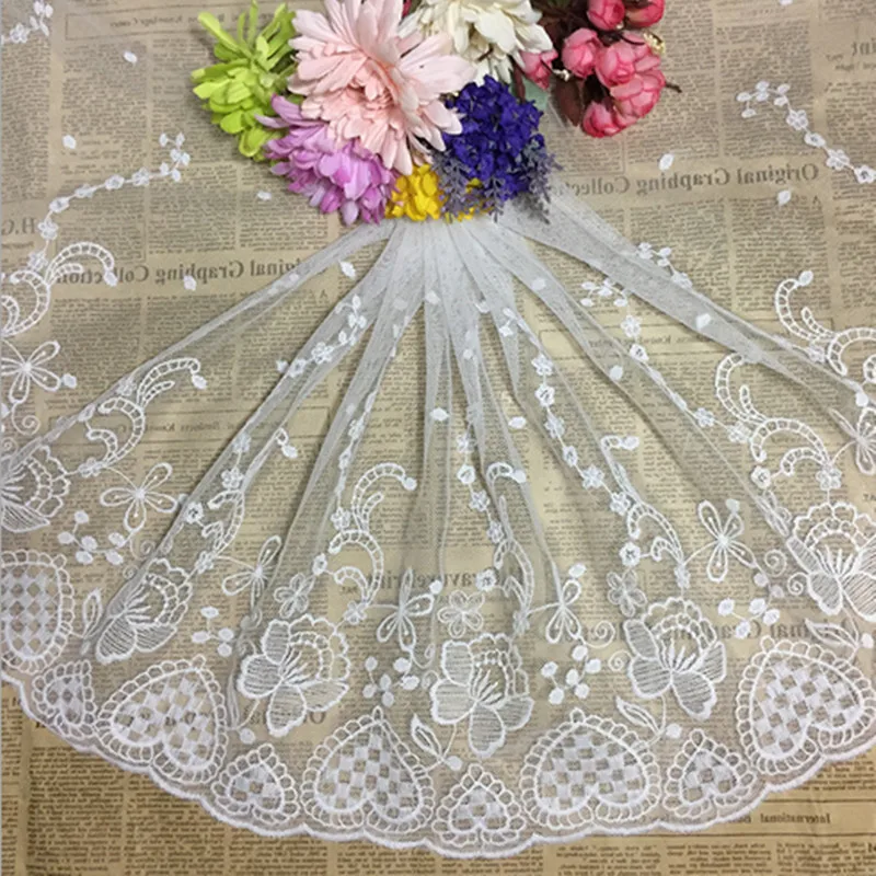 

1Yard 2019 New High Quality White Lace Ribbon Tape 35CM Lace Trim DIY Embroidered For Sewing Decoration african lace fabric