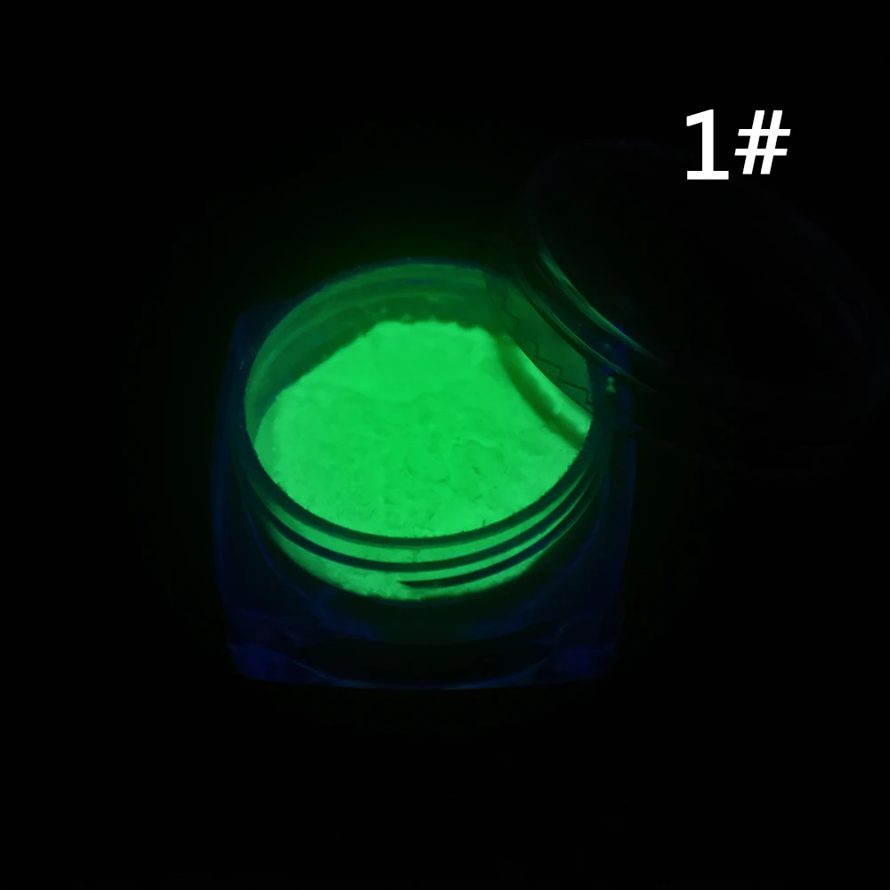 10 ألوان متناهية الصغر الفلورسنت مسمار مسحوق النيون الفوسفور رسومات أظافر ملونة بريق الصباغ 3D الوهج مضيئة الغبار زينة