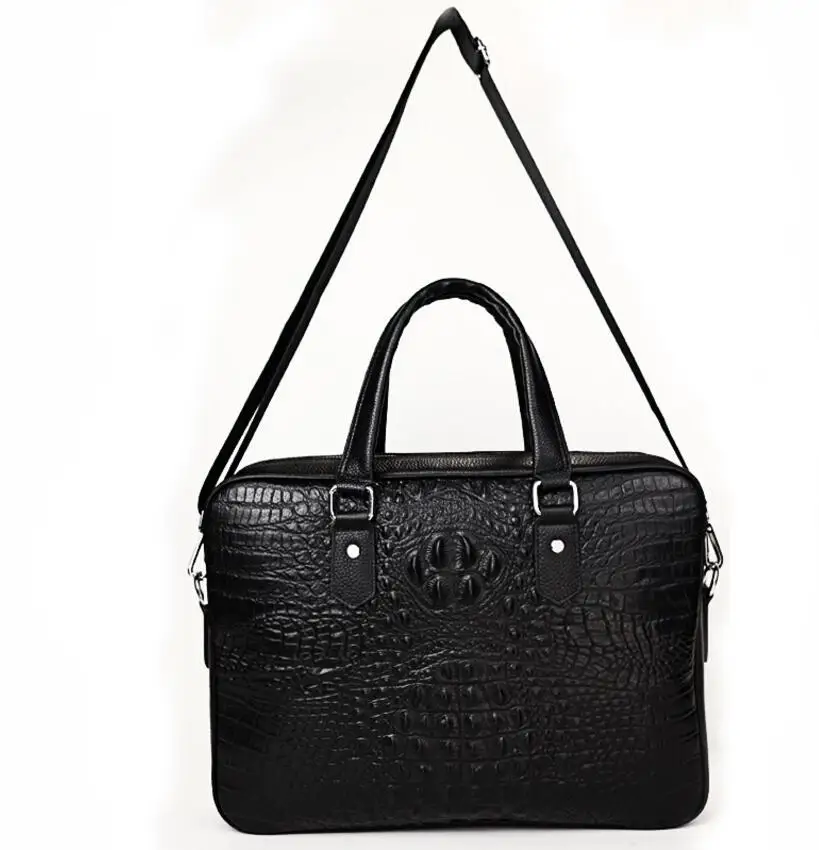 

Fashion Men's Genuine Leather Cowhide Crocodile Grain Pattern Business Handbag Briefcase Messenger Shoulder Bag