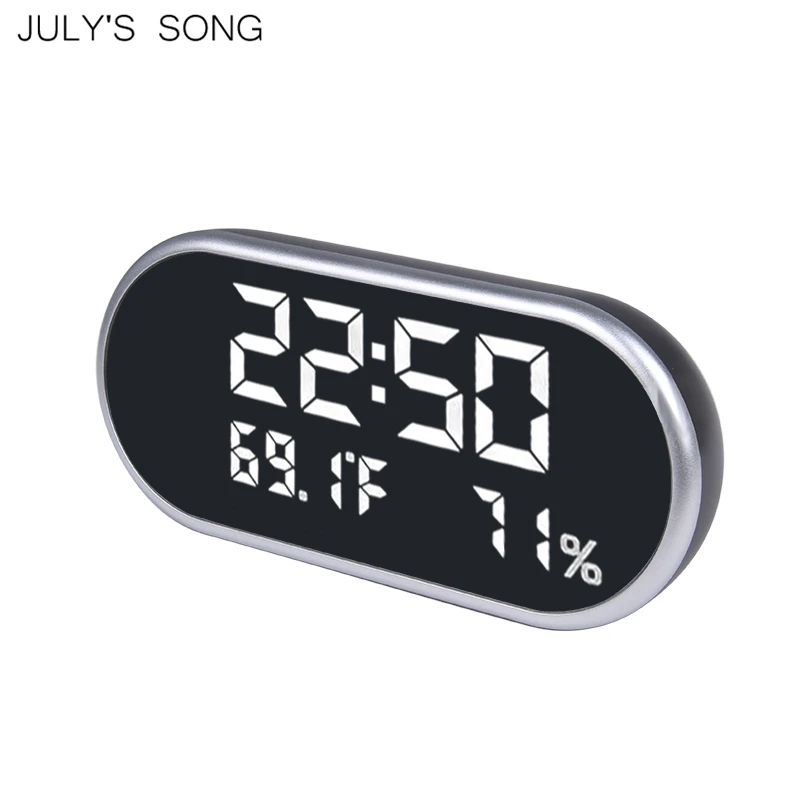 

JULY'S SONG LED Mirror Alarm Clock USB Digital Clocks Electronic Table Watch Night Lights Time Temperature Display Desk Clocks
