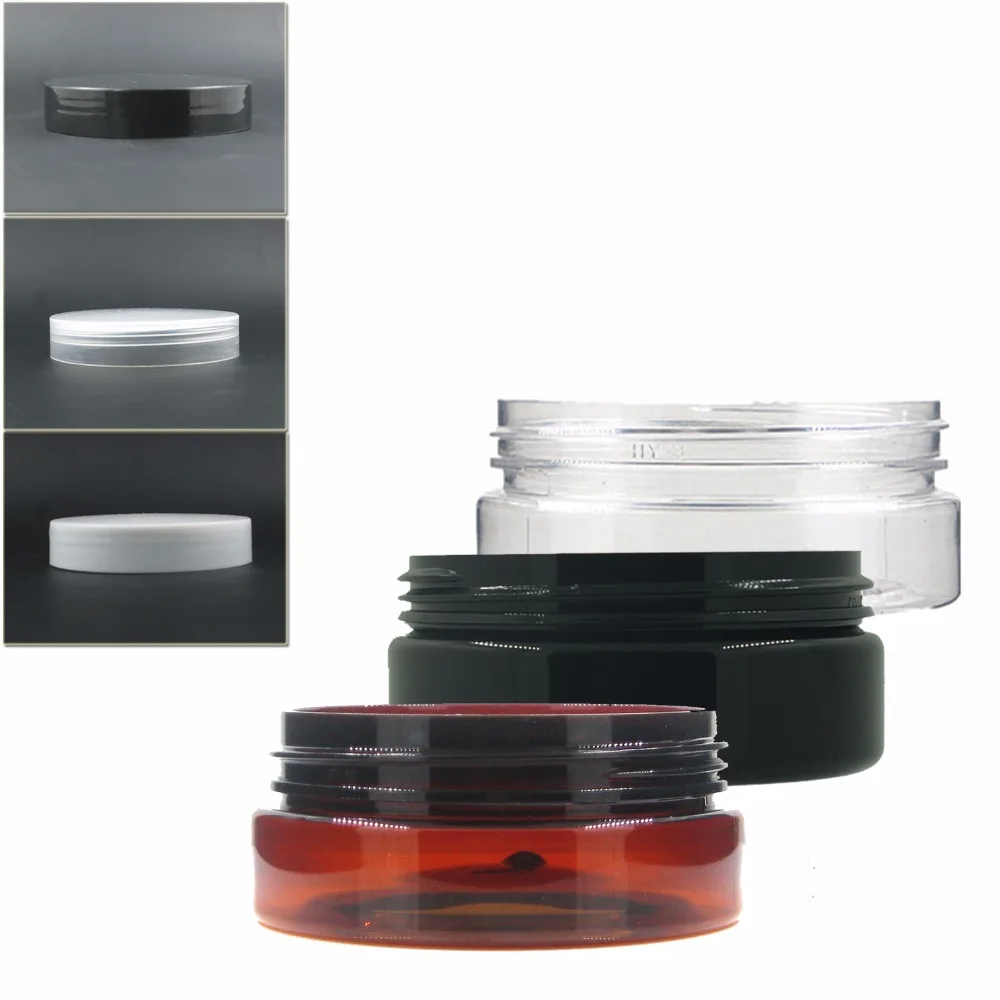 

24pcs/lot 50ml amber/clear pet jar with black/white/transparent plastic cap ,plastic jar,Cosmetic Jar,plastic container,bottle