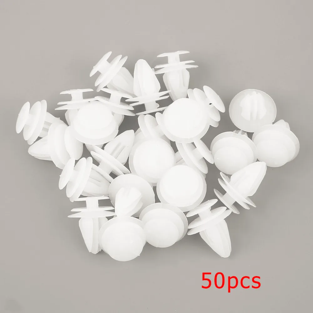 

50 Pcs 8mm Universal Automobile Bumpers Hole Plastic Push Screw Rivet Door Buckle Panel Fixings Clips White For Car Auto