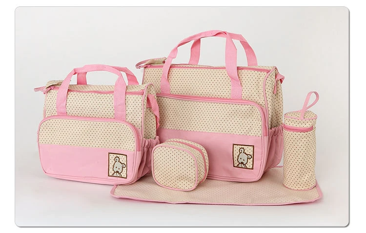 Multifunctional Diaper Bag Fashion Mummy Maternity Nappy Bag Large Capacity Travel Mother Backpack Waterproof For Baby Care 5Pcs (9)