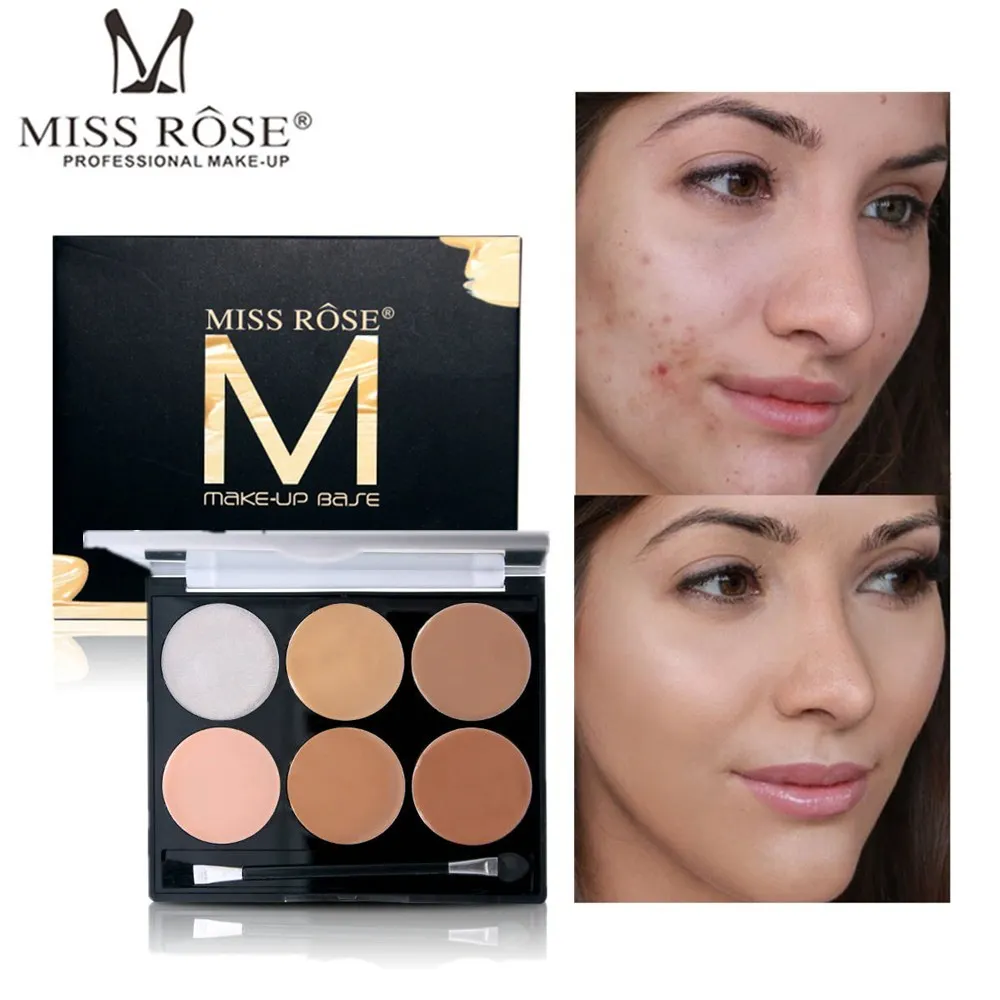 

MISS ROSE 6 Colors Face Foundation Cream Full Cover Natural Contour Concealer Base Makeup Primer Long Lasing Moisturizer Cream