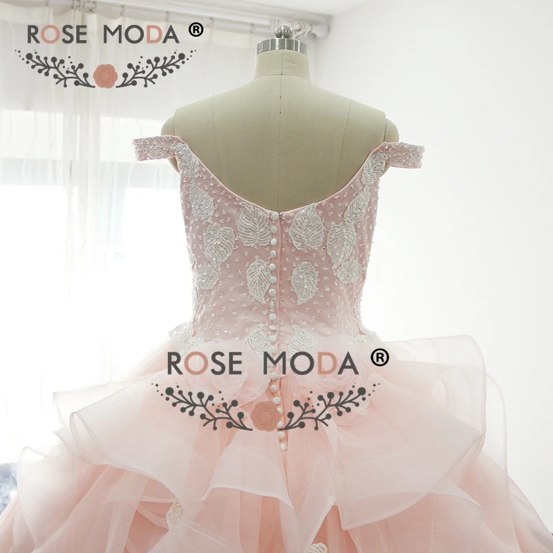 Rose Moda Quinceanera Dresses Off Shoulder V Neck Puffy Real Photos