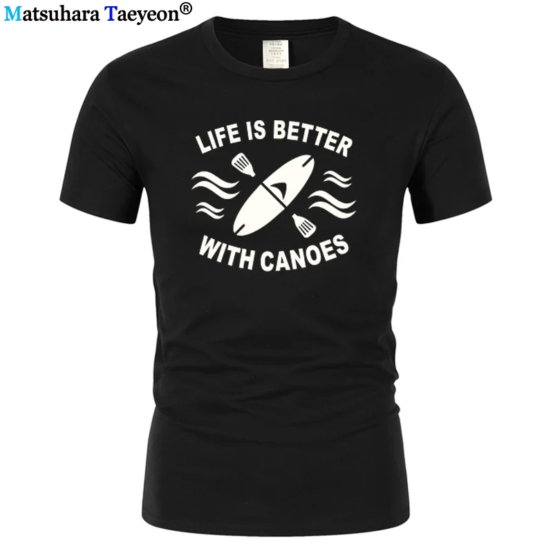 Футболка мужская с надписью Life Is Better With Canoes тенниска для каноэ каякинга весла