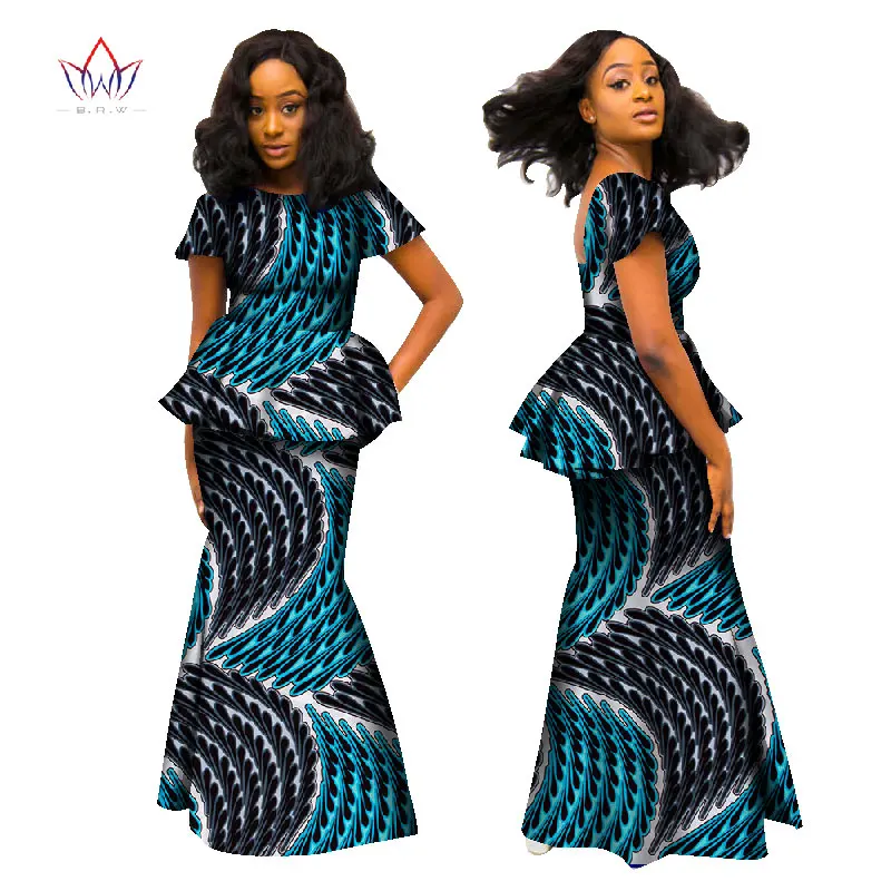 

2019 Fashion African Skirt for Women Dashiki O-Neck Africa Clothes Bazin Riche Plus size Traditional Africa Clothing WY1695