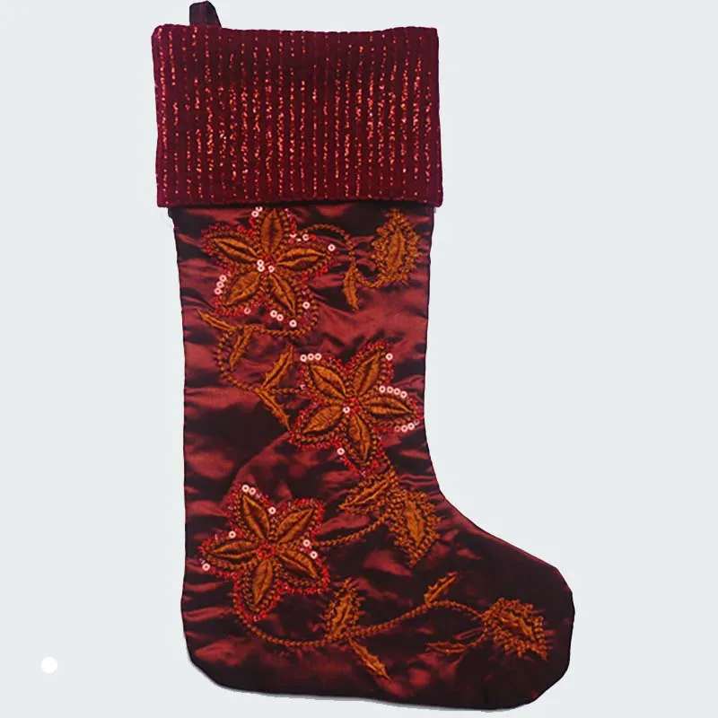 

49cm/19.2 Inch Dog Silk large christmas stocking kid xmas stocking children gift bag huge candy bags