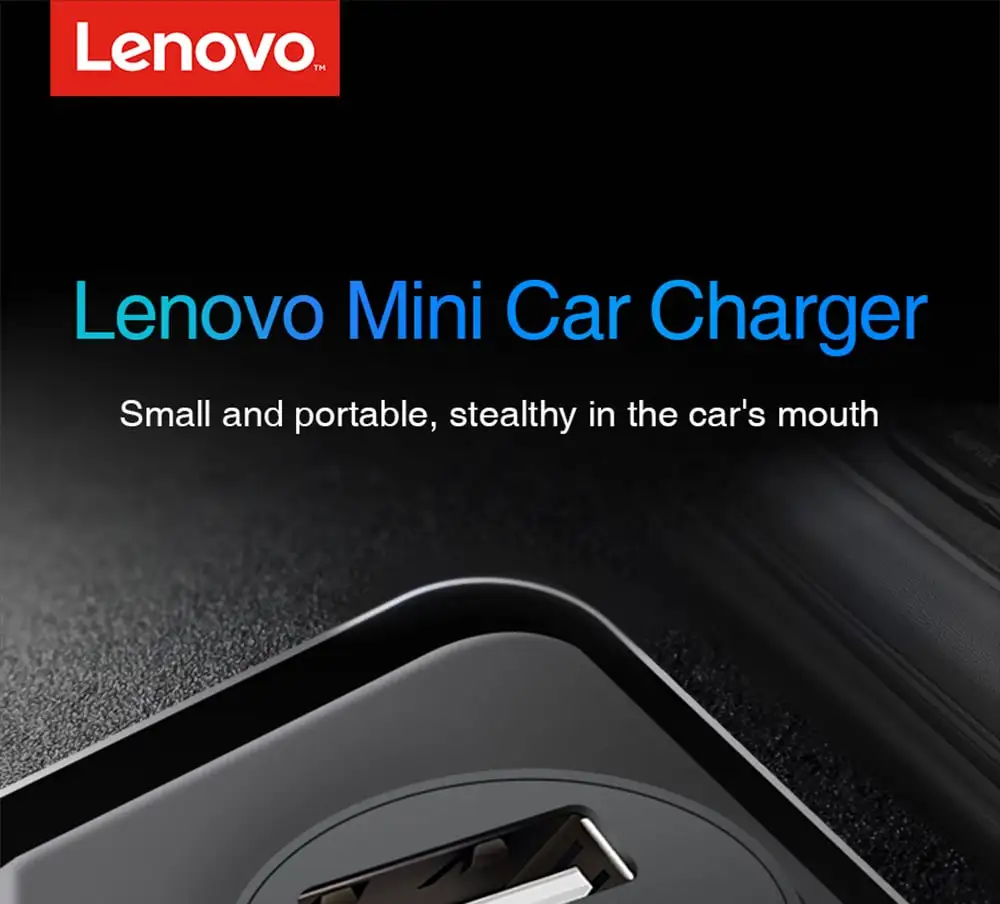 Lenovo HC11 Mini Portable Dual USB Ports Car Charger- Black