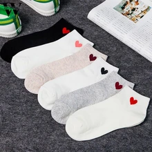 Весенне-летние женские носки с сердечками и низким вырезом; хлопковые носки; Потрясающие