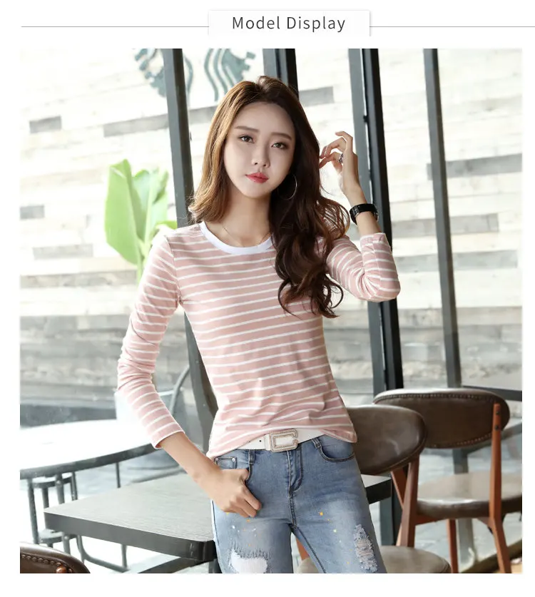 Autumn Winter Striped T-shirt Women Casual Plus Size Tops Tees Femme Long Sleeve Women Cotton Tshirt Camisetas Mujer 2019 (2)