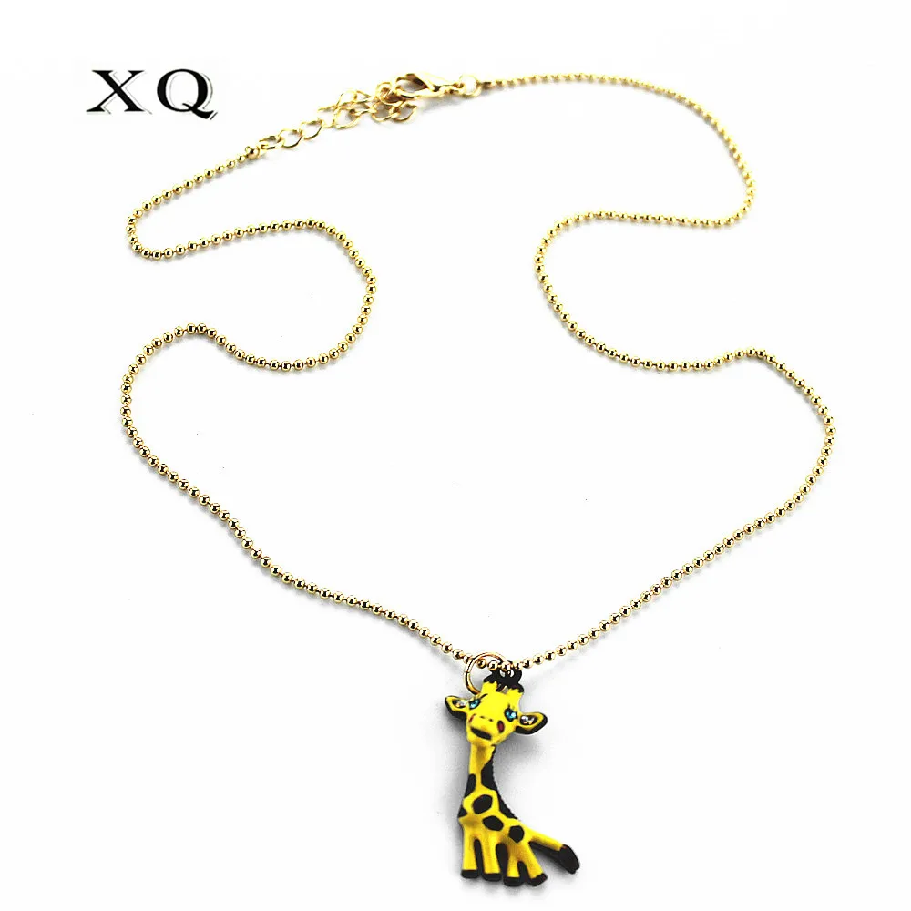 

XQ Yellow zinc alloy deer necklace earrings ear hook fashion women jewelry set short pendant necklace stud earings for girls