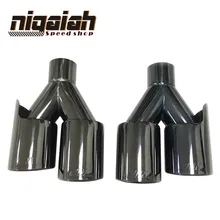 2PCS TOP quality Car 304 Stainless M tip Universal Black Exhaust End Tips for BMW