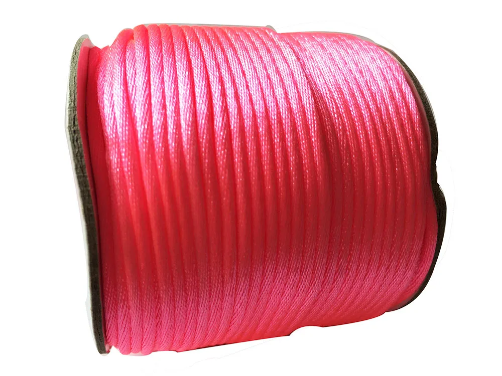 

2mm Neon Pink Nylon Cord Jewelry Findings Accessories Rattail Satin Macrame Rope Bracelet wire Beading Cords 60m/Roll