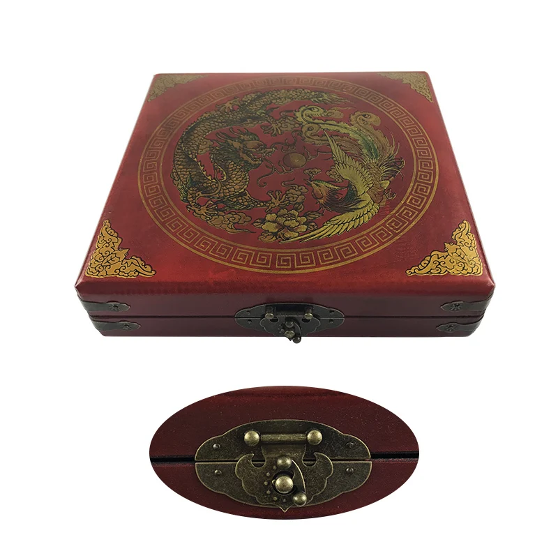 Yernea New Chess Set Chess Wooden Coffee Table Antique Miniature Chess Board Pieces Move Box Set Retro Style lifelike Game