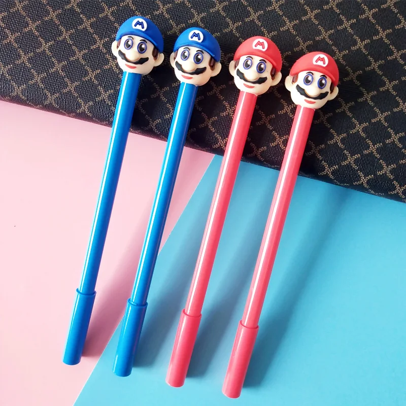 

4 Piece Lytwtw's Korean Stationery Cute Cartoon Super Mario Gel Pen School Office Kawaii Supplies Handles Novelty Gift Creative