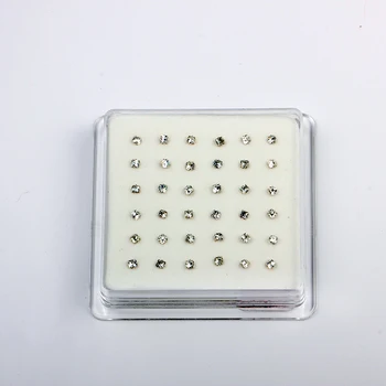 

925 sterling silver 2.5mm Nose stud with CZ nose piercing Body jewelry