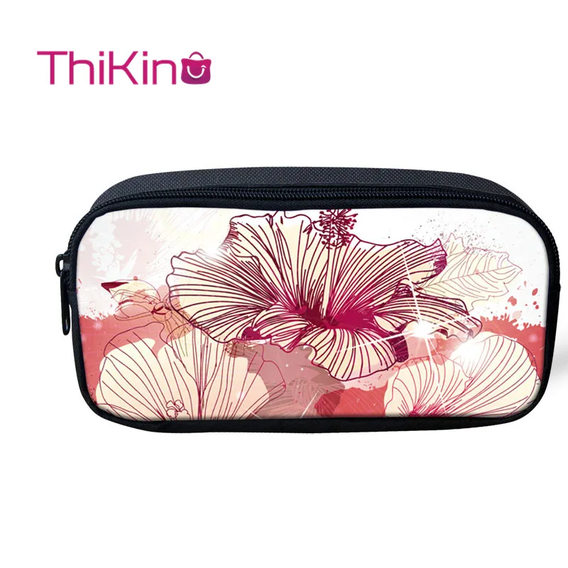 

Thikin Flowers Pattern Pencil Bags for Teens Pen Bag for Student Pencil Case Girl Makeup Storage HandBags Pen Purses for Kids