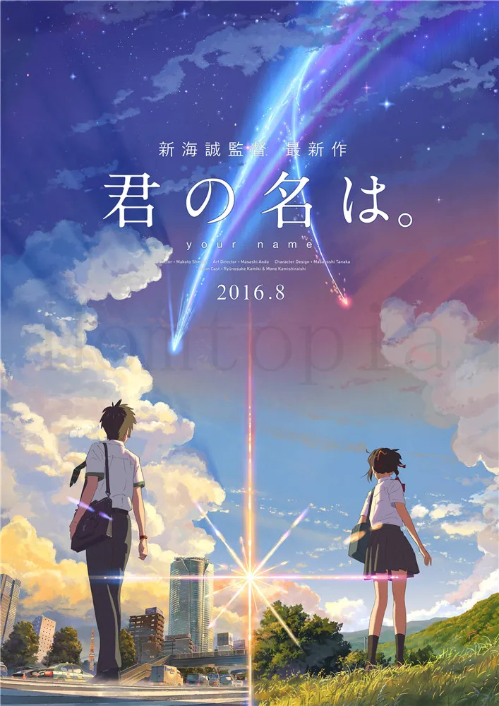 Японские Мультяшные плакаты Makoto Shinkai наклейки на стену с вашим именем бумажные