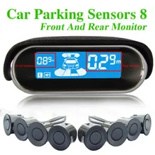 12V Car Parking Radar System Digital LED Auto Parking Sensor with 8 Rear Front Monitoring Sensors