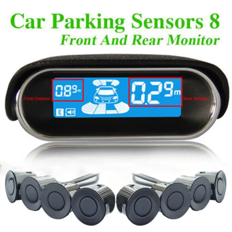 Professional Car Parking Radar System Digital LED Auto Parking Sensors 8 Weatherproof Rear Front