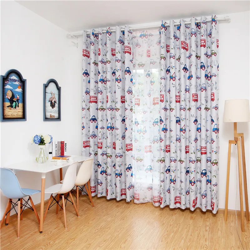 

Car Bus Design Printing Cartoon Black Out Curtains Home Office Hotel Window Curtains