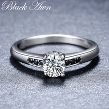Новинка, простое 925 пробы Серебряное ювелирное изделие для помолвки, черная шпинель, круглое обручальное кольцо для женщин, Anillos Mujer G093