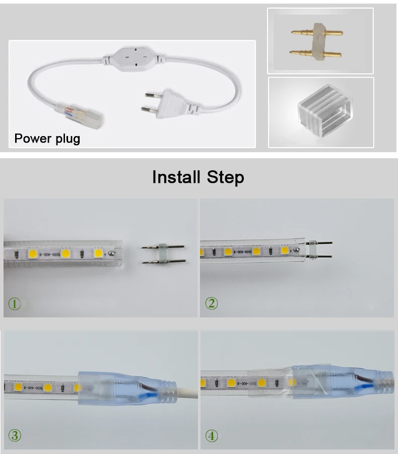 220 V Светодиодные ленты светильник SMD 5050 60 светодиодный s/m Водонепроницаемый IP67 220 вольт лента Диодная лента полоска светодиодный светильник s Мощность штекер Гостиная