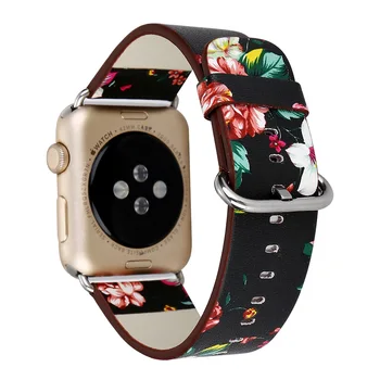 

Flower Floral Printed Leather Watch Band for iWatch 3 2 1 Strap for Apple Watch Band 42mm 38mm Wrist Watch Strap Bracelet