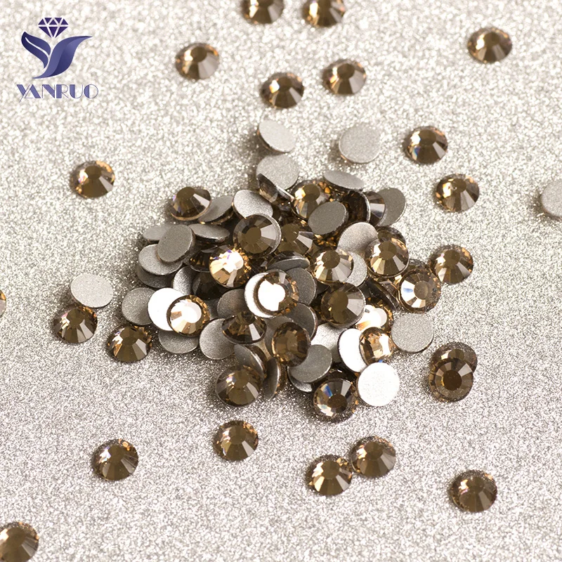 Yanruo 2058Nohf Smoked Topaz Strass Flatback Non Hot Fix Pietre Di Cristallo Colla Chiodi Per I Vestiti