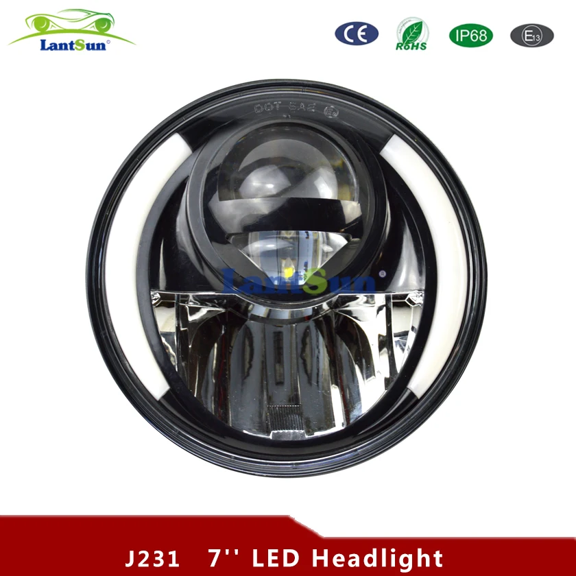 2PCS DOT 7 LED Headlight For Jeep Wrangler JK 1997 2016 Headlamp With Halo Angel Eye